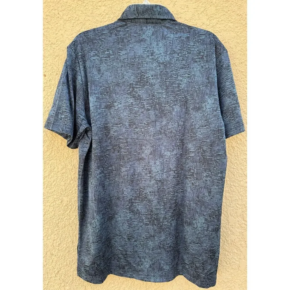 Adidas Golf Polo Aerial Jacquard Blue Black Medium NWT